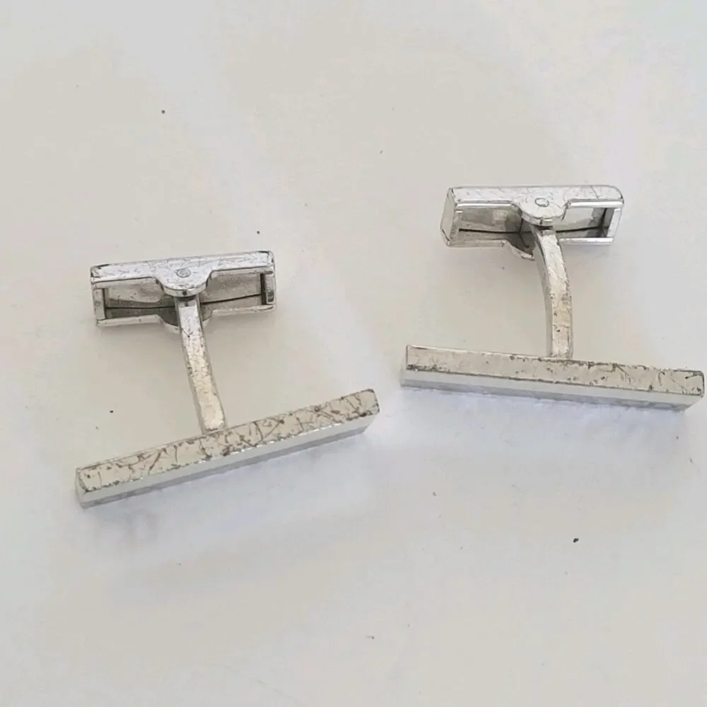 Christian Dior Gold Tone Logo Cufflinks Vintage Square Retro Designer Bullet